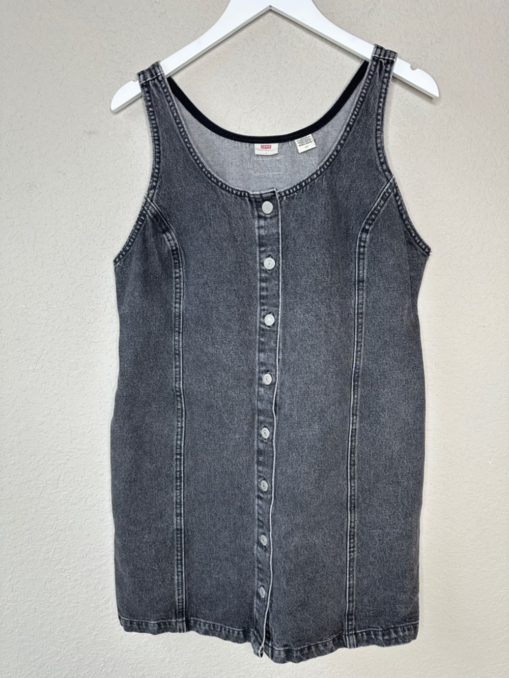 Levi's Women's Tuli Denim Mini Dress Size Large Black Stonewash '90s-Inspired - Picture 3 of 14